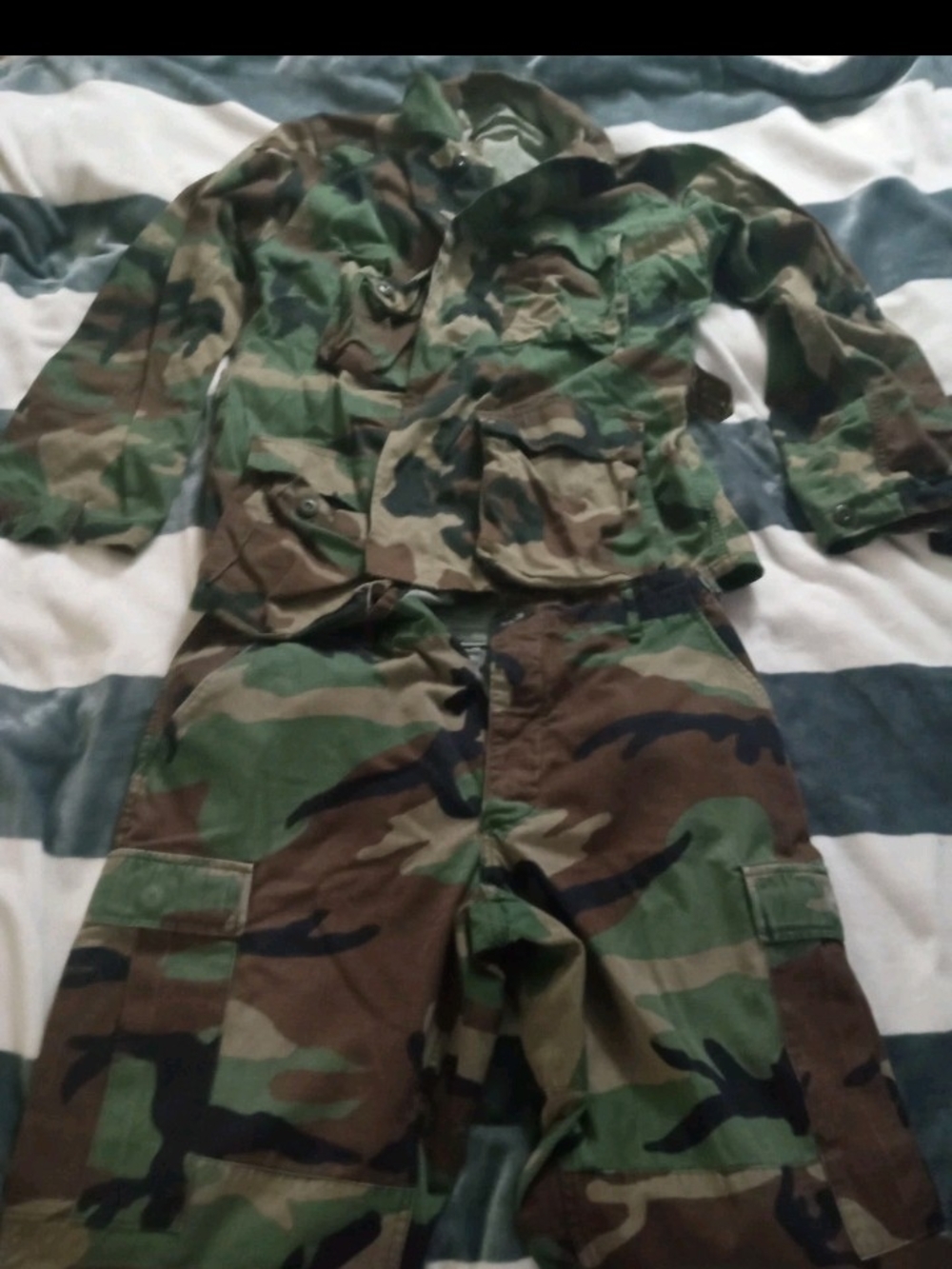 Woodland Vintage Camo Military Jacket and Pants Set